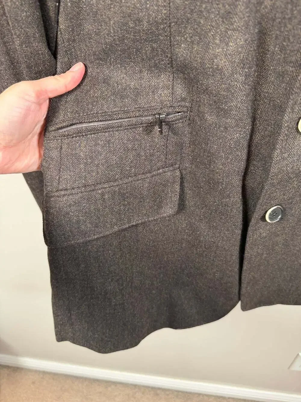 Corneliani ID Sport Jacket Cashmere Wool Size US 44 IT 54 Detachable Vest Brown